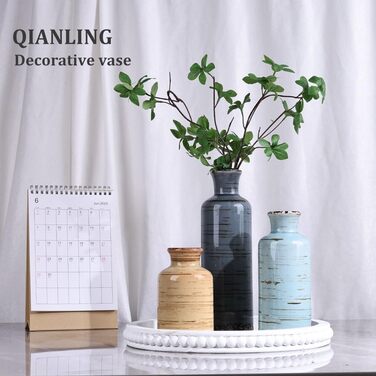 Набір керамічних ваз (3 шт.) для декору інтер'єру, сучасний, рустикальний стиль, для вітальні, кухні, ванної кімнати