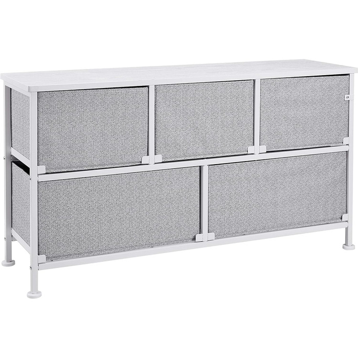 Amazon Basics - Closet Storage Organizer with 5 Extra-Wide Fabric Drawers, White