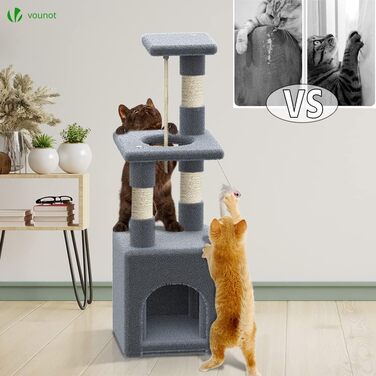 Кігтеточка Vounot Kein для котів, стабільна з платформою, висота 88 см (сірий, L)