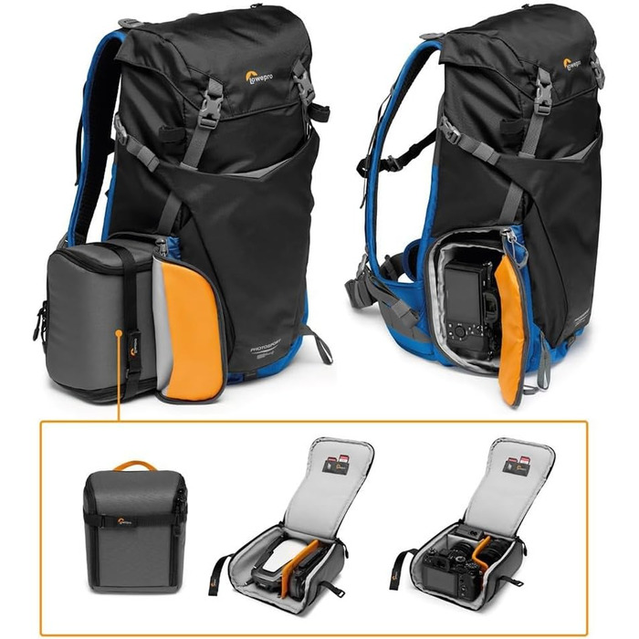 Рюкзак для камери Lowepro PhotoSport BP 24L AW III, синій/чорний, для беззеркальних фотоапаратів, з боковим доступом та змінним вкладишем