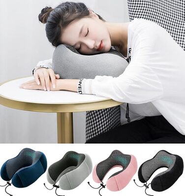 Подушка для шиї MASMAS з Memory Foam: ортопедична підтримка для подорожей (чорна)