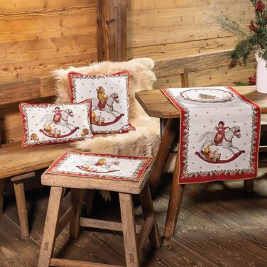 Текстильний доріжка Villeroy & Boch Toy's Fantasy з новорічним мотивом – велика, кольорова, для декору столу, бавовна та поліестер, підходить для прання, Різдвяна колекція