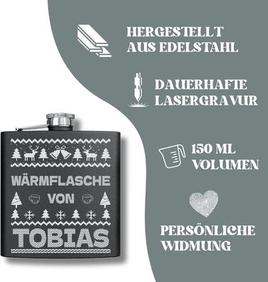 Набір фляг з гравіюванням - персоналізований з іменем - ідеальний подарунок на весілля та для чоловіків - нержавіюча сталь (дизайн 9)