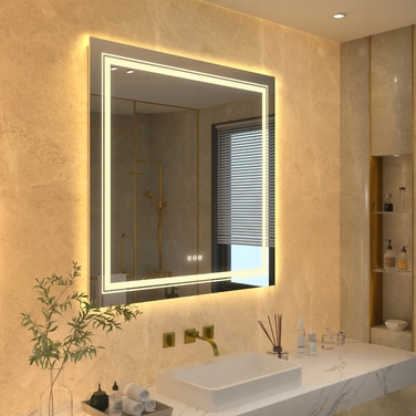 LED-дзеркало у ванну з сенсорним перемикачем, 90x90 см
