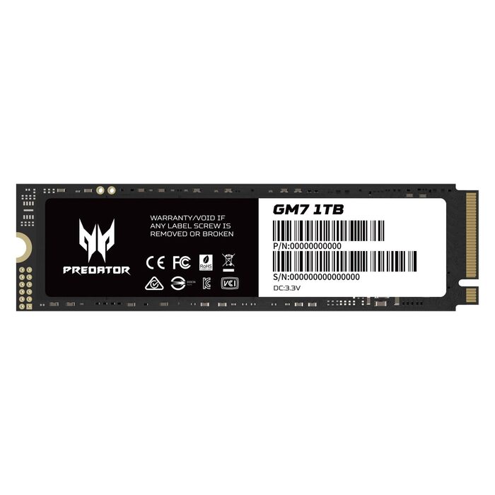 SSD Acer Predator GM7 1TB M.2 NVMe PCIe 4.0 - Швидкість читання до 7400 МБ/с - для ПК, ноутбука, PS5