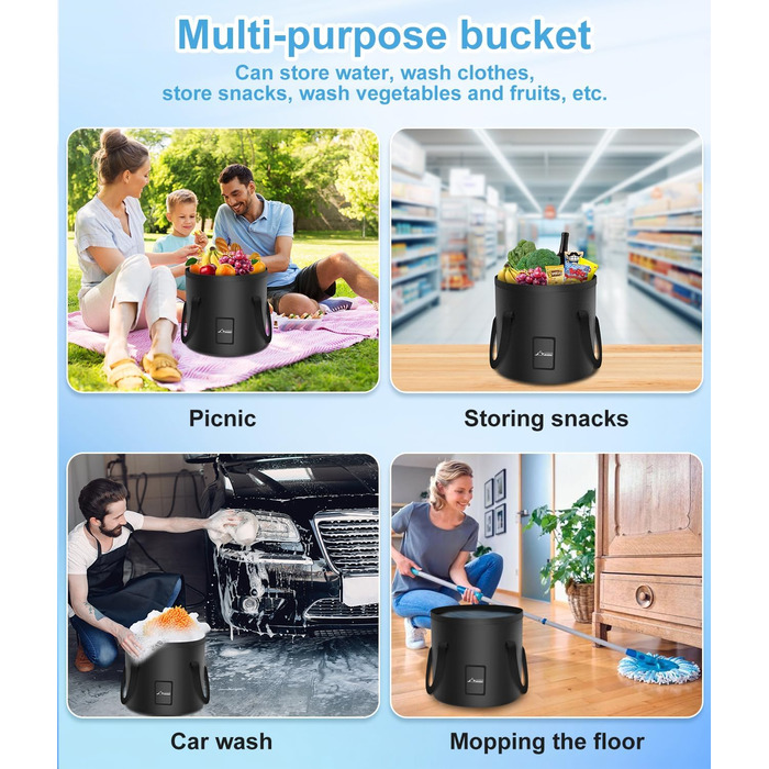 WADEO Portable Camping Shower with Battery, Pump, and Shower Bucket, Rechargeable Camping Shower, Mobile Shower Outdoor Showers with Shower Head, for Camping, Travel, Garden, Hiking, and Car Washing