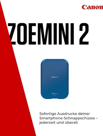 Canon Zoemini 2 Marineblau: Міні-принтер для фотографій, Bluetooth, мобільний, з акумулятором