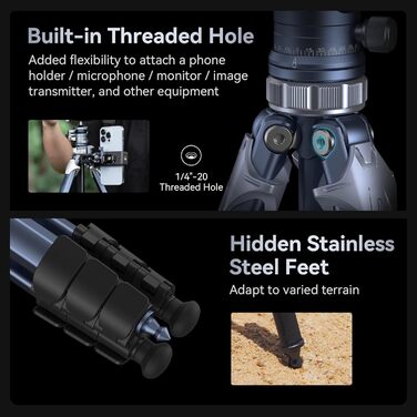 Штатив SMALLRIG для камери з компактною центральною колоною, 360° кульковою головкою, QR-пластиною, вантажопідйомністю до 8 кг, для DSLR-камер -4222B