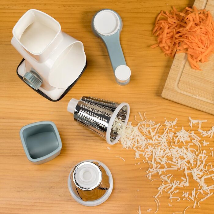 Трока для сиру та овочів KEOUKE з ручкою: 3 змінні леза для сиру, картоплі, капусти, горіхів, шоколаду (червоно-білий) (біло-блакитний)