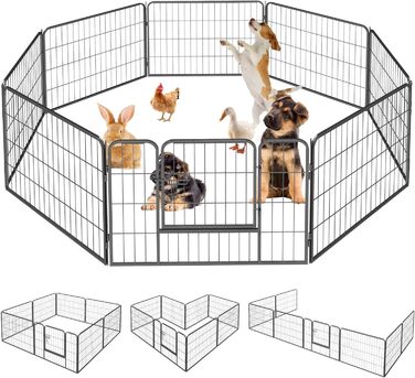 Загін для собак, комплект з 8 панелей, 80x60 см, зона відпочинку для собак та домашніх тварин, для дому та вулиці