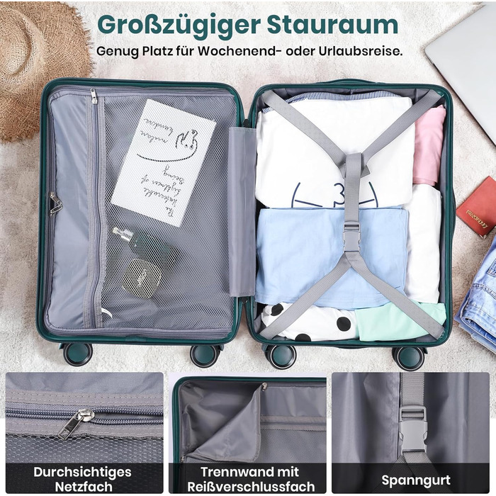 Набір валіз Tavoxda 3 шт. з TSA-замком, великі, для жінок та чоловіків, зелені