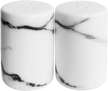 Sizikato 2 Pieces Marble Stripes Ceramic Salt and Pepper Shakers Marble Style Furniture Kitchen and Table Decoration