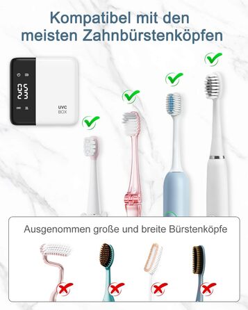 Електричний стерилізатор зубних щіток з сушкою 60°C, LED-дисплеєм, годинником, акумулятором та кріпленням на стіну без свердління. Білий+чорний
