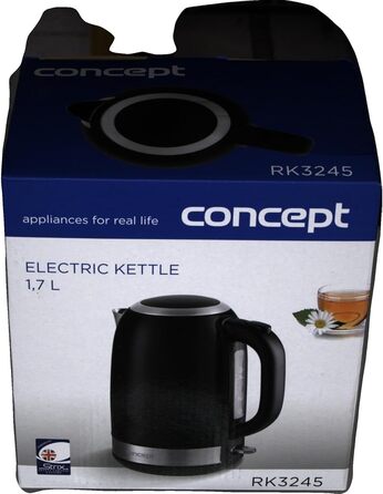 Електричний чайник CONCEPT RK3245 з нержавіючої сталі, чорний, 1.7 л, 2200 Вт