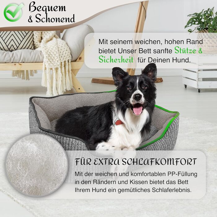 Крісло-ліжко для собак та котів, корзина для собак, диван для собак, подушка для собак, ліжко для котів, подушка для котів, зелений колір, розмір S, миється, не слизьке, знімний ковдр, плюшеве, S (L - 86x60x24 см, сірий)