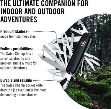 Мультитул Victorinox Swiss Champ: 33 функції, ніж, відкривачка, викрутка (чорний)