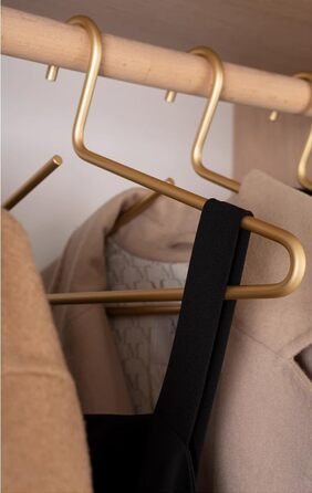 Premium Matte Gold Aluminum Clothes Hangers, 6-Pack, 41.5cm Extra Smooth & Dual Metal Shirt Hangers, Aluminum Alloy Clothes Hangers, Clothing Support, Clothes Hang