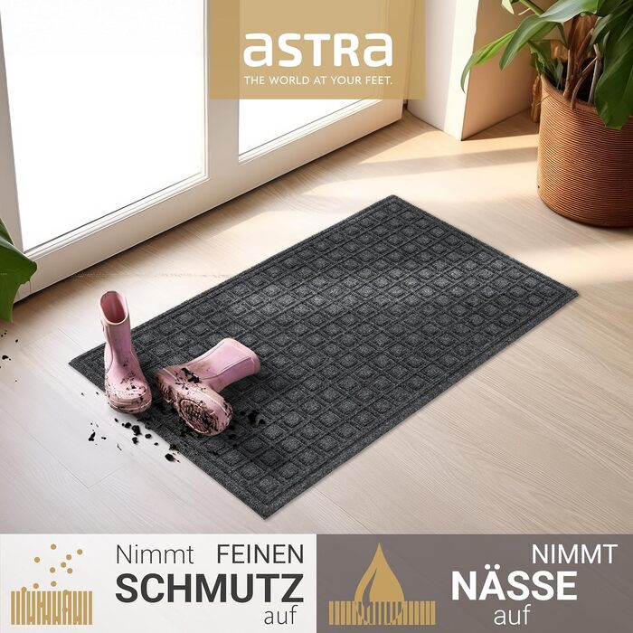 Набір килимків прикладників Astra для вулиці та вхідної зони, протиковзні та стійкі до погоди, 45x75 см, антрацит (2 шт.)