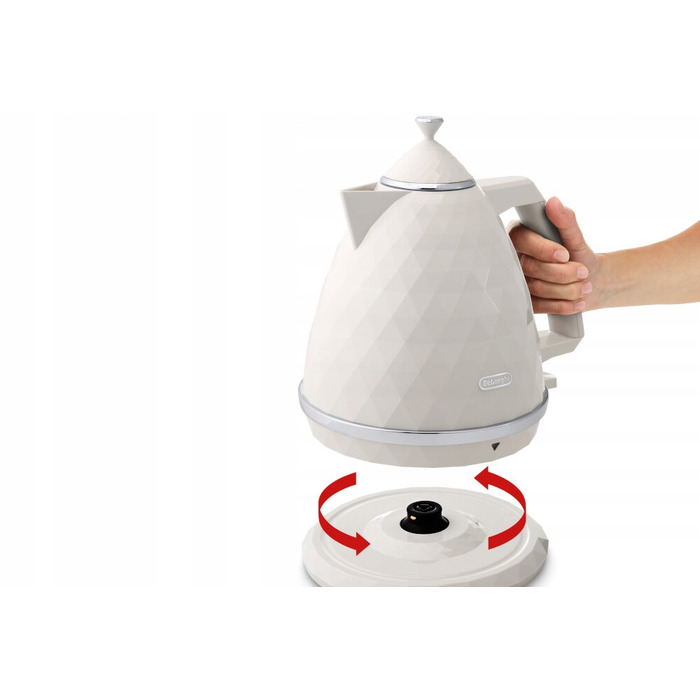 Електричний чайник De'Longhi Brillante KBJX2001W, 2000 Вт, 1,7 л, білий