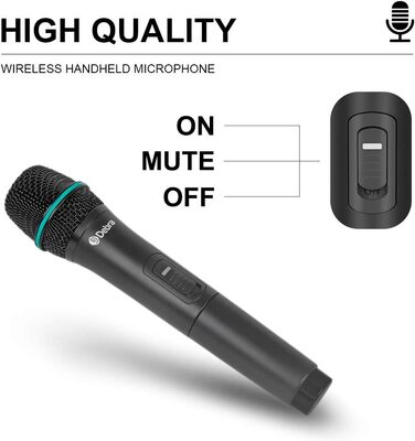 Debra 4-канальний UHF мікрофонний комплект, AU400: ручний, нагрудний, наголовний мікрофон для церкви, караоке, співу (2 ручні + 2 нагрудні мікрофони)