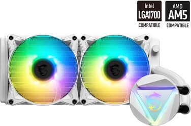 MSI MAG CoreLiquid 240R V2 - Система водяного охолодження CPU, білий корпус, RGB, сумісна з AMD та Intel