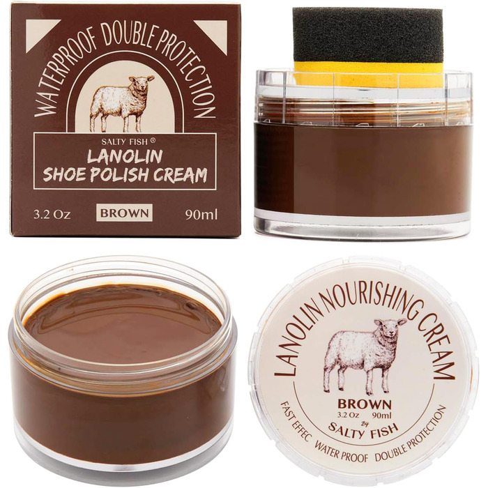 SALTY FISH Shoe Cream with Shoe Polish Sponge Applicator