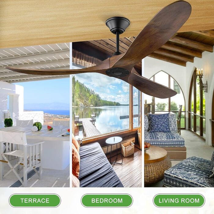 Стельовий вентилятор без світла, сучасний з пультом, 132 см (52 дюйми), DC мотор, енергозберігаючий, для тераси, вітальні, спальні, офісу, дачі
