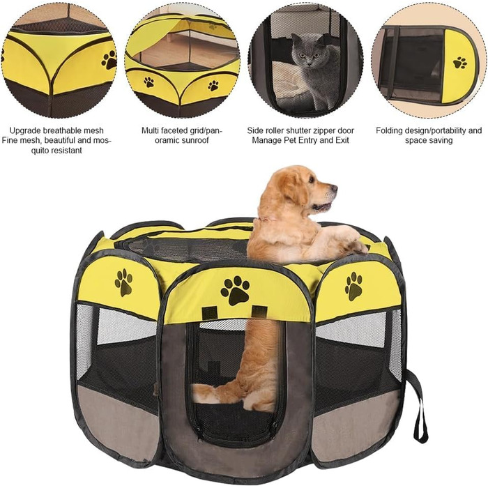 Клітка-загін для собак та цуценят, складана, 73x73x43 см, зелений