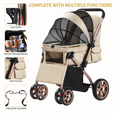 Візок для собак DWVO 3 в 1: переноска, сумка, візок. До 22 кг, EVA-колеса, сітчасті вікна, кошик для речей. 58.5x76x105 см