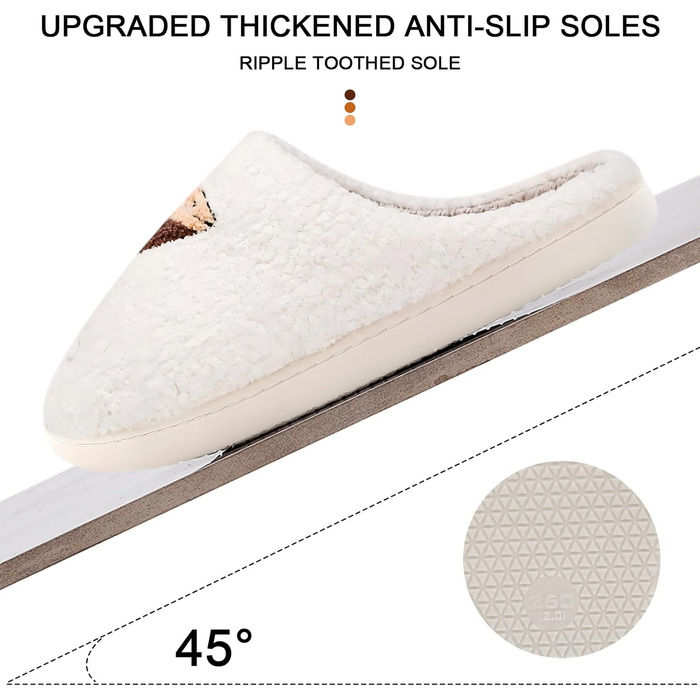 Тапочки домішки жіночі чоловічі м'які плюшеві ретро, теплі, зручні, з антиковзким покриттям, сліпони, білий ведмедик, 40/41 EU