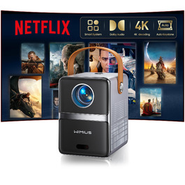 Mini проєктор Beamer 4K з WiFi 6, Dolby Audio та підтримкою Netflix | 1080P Full HD, інтегровані додатки, автоматичне фокусування, вертикальна корекція трапецеїдальних спотворень, короткофокусний, сріблясто-сірий