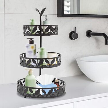 Багатоярусна підставка для фруктів Susoso, 3 яруси, чорна, 28.5x46.5 см