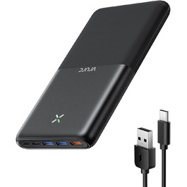 Power Bank VRURC 30000mAh 22.5W з 4 виходами та 3 входами: зарядний пристрій для iPhone, Huawei, планшетів (чорний)