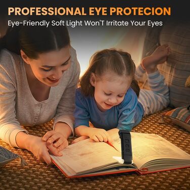 Кліпса-лампа для читання, перезарядна, 3 режими температури кольору, USB, гнучка 360°, для книг, в ліжко, для дітей та любителів читання (чорний)