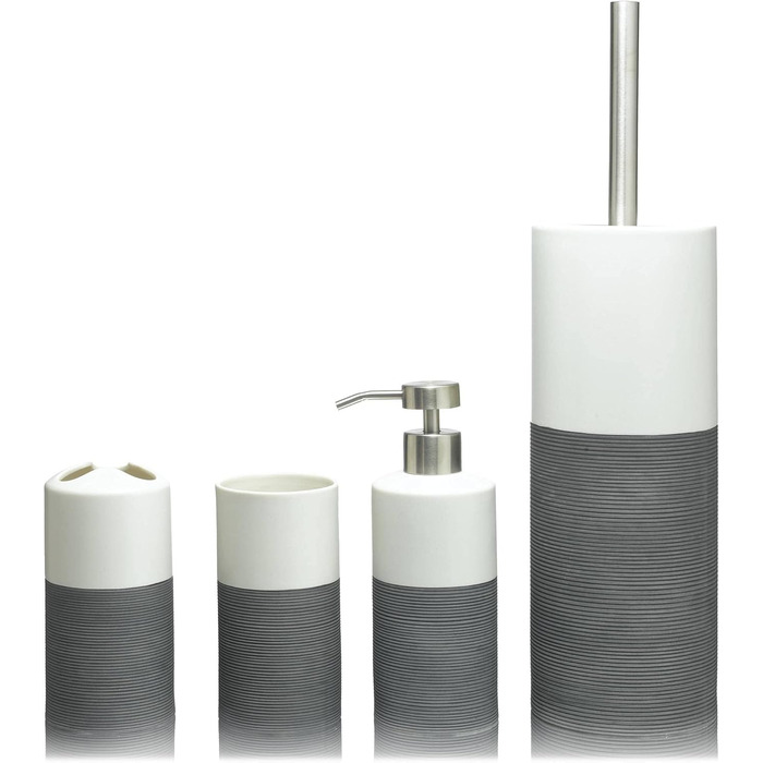 Набір для чищення унітазу Sealskin Doppio з натурального порцеляну, з алюмінієвою ручкою, без свердління, сірий (ручний малюнок)