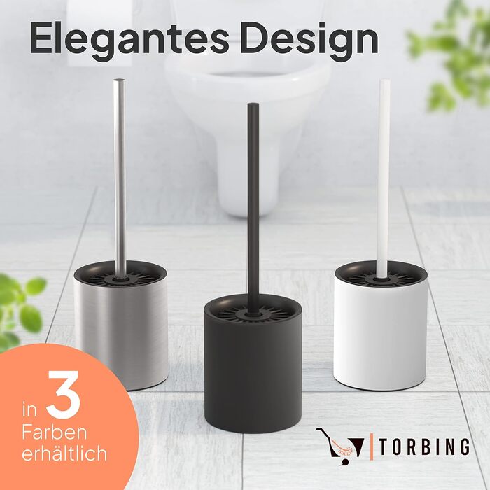 Торбінг - щітка для унітазу з нержавіючої сталі та силікону, елегантний дизайн, щітка для туалету з ефектом лотоса (Pearl White Matt)