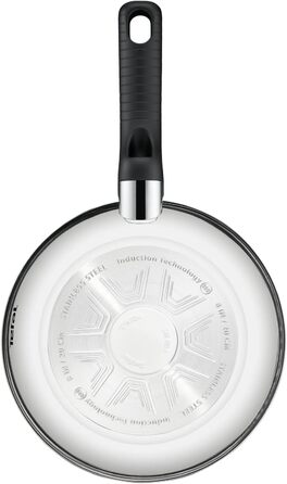 Сковорода Tefal Comfort Max 26 см з нержавіючої сталі з термоспотом та антипригарним покриттям, для індукційних плит, чорно-срібна
