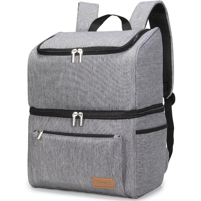 Lifewit 21L Insulated Cooler Bag, Thermal Lunch Bag, Cooler Backpack, Leak-Proof Double-Layer Cooler Bag for Men, Women, Mothers for Lunch, Picnic, Shopping, Travel (Gray)