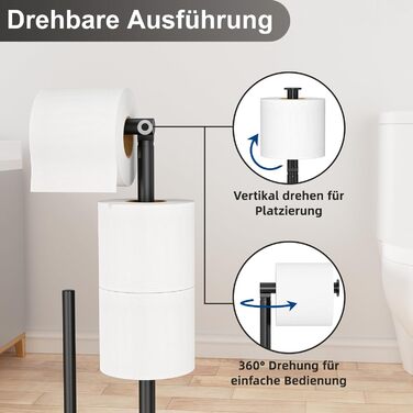 Тримач туалетного паперу з щіткою для унітазу (чорний матовий)