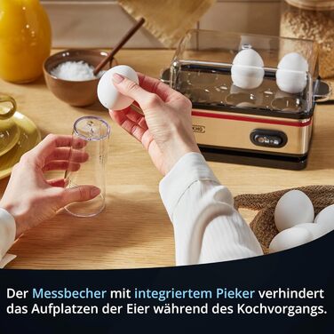 Електричний яйцеварка KHG EK-600SE: 6 яєць, нержавіюча сталь, з підігрівом, ретро-дизайн, з будильником та мірним стаканом, 400 Вт