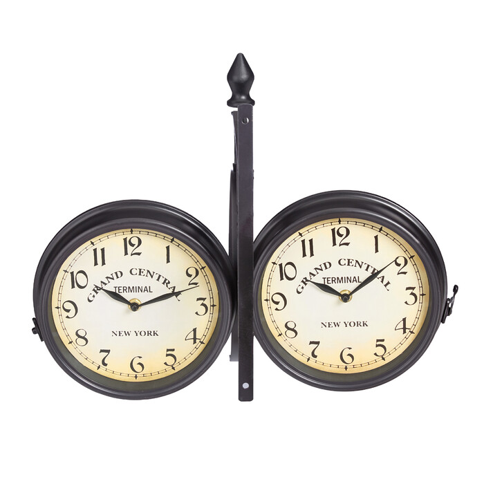 Relaxdays Train Station Clock, double-sided