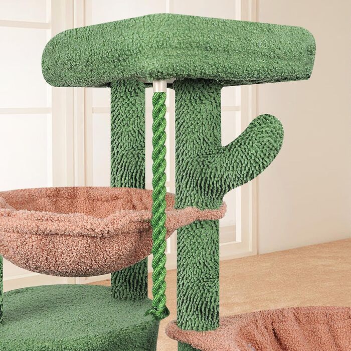 Кігтеточка для котів TWDEPART з ігровим центром, 95 см, зелена