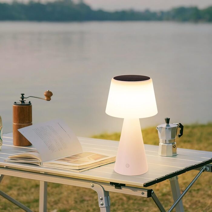 Настільна лампа акумуляторна LED біла з USB зарядкою, диммер, 3600mAh - для спальні, вітальні, вулиці