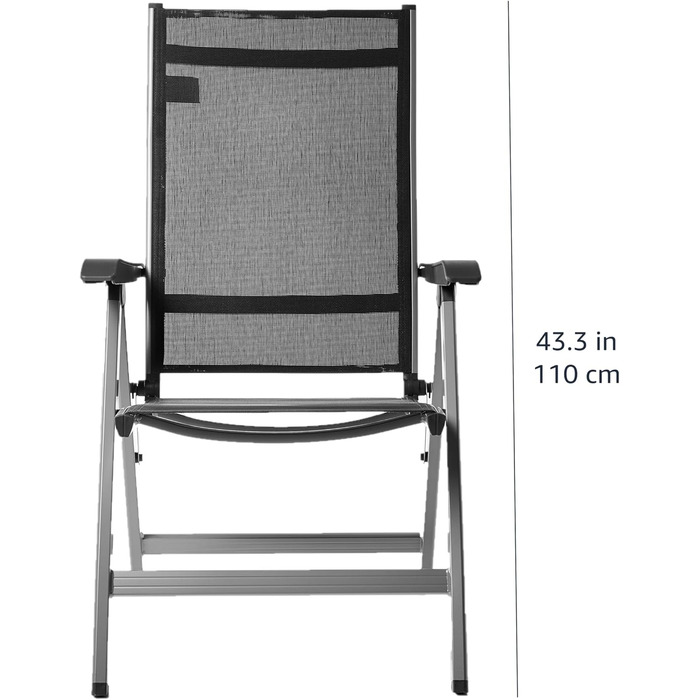 Крісла для тераси Amazon Basics, 5 положень, сірі, подвійний набір, 69x60.5x110 см