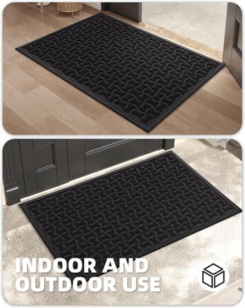 Килимок для дому та вулиці, чорний, 44x76 см - антиковзаюче покриття для входу, порогу, тераси