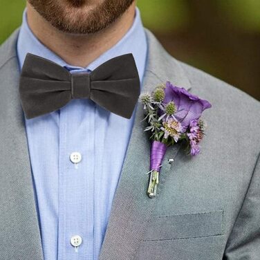 HOULIFE Набір краваток для чоловіків - Регульована краватка з оксамиту, готовий вузький кравецький аксесуар, однотонний нагрудний хустинка, комплект запонок для сорочок для нареченого, весілля, формальний стиль з подарунковою коробкою (Темно-сірий)