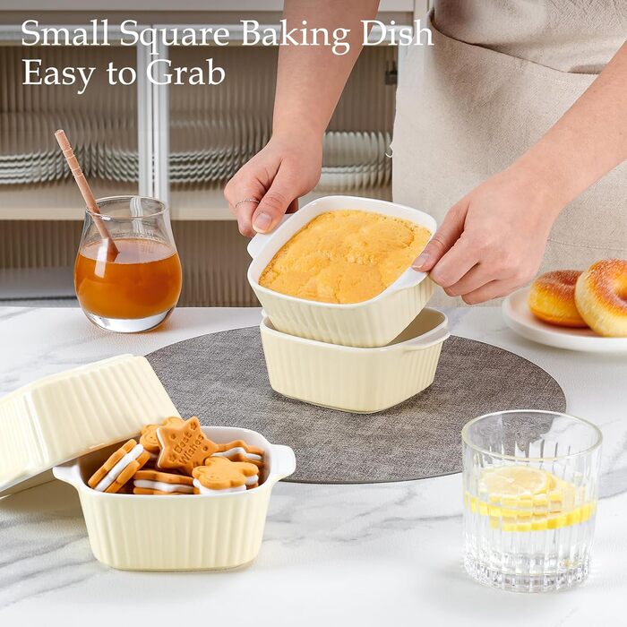 Набір форм для запікання NUTRIUPS 400мл, 4 шт., кераміка, жовтий (14.5 x 11.5 x 5.5 см)