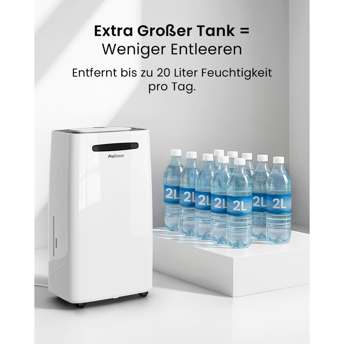 Про Бріз Зволожувач повітря 25л/добу - для приміщень до 30 м², 4 режими роботи, цифровий дисплей, шланг для зливу, функція сушіння білизни, таймер, проти вологи та плісняви.
