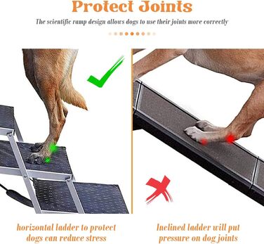 Східці для собак великих порід - автосходинки для собак з 4 ступенів, складані, алюмінієві, до 75 кг