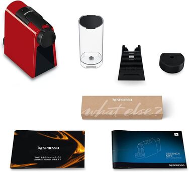 Кавова машина капсульна Nespresso De'Longhi Essenza Mini EN 85.R, 19 бар, 0,6 л, набір з 7 капсул, червона, без спінювача молока